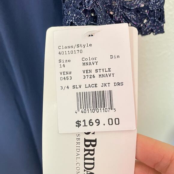 R&M Richards Long Sleeve Metallic Lace Jacket Dress STYLE# 3726 Navy Size 14 - Picture 14 of 14